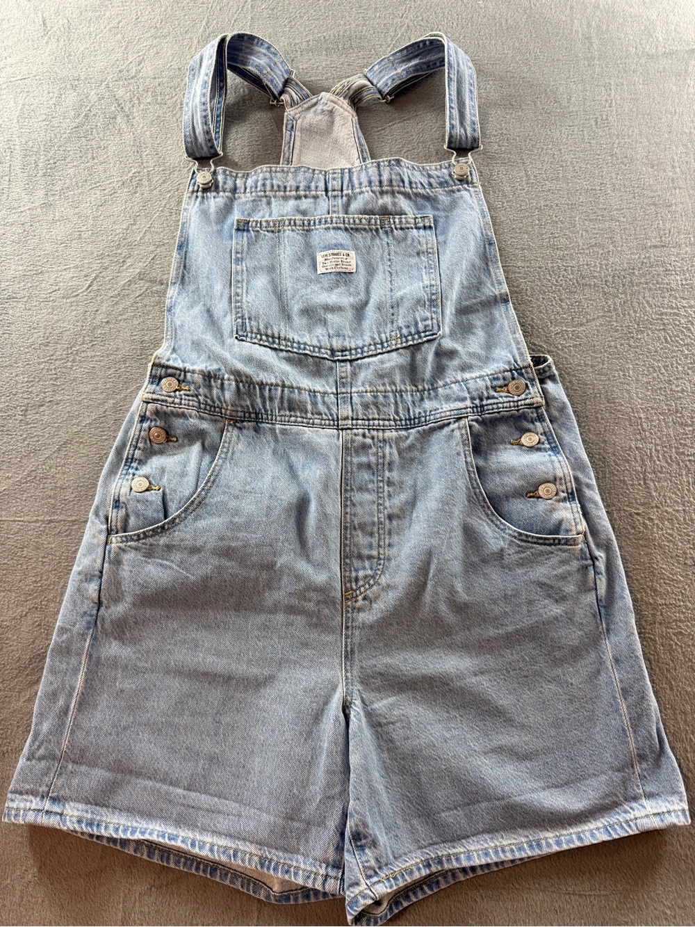 Levi's - Light Blue Denim Shorts Overalls with Patch Logo
